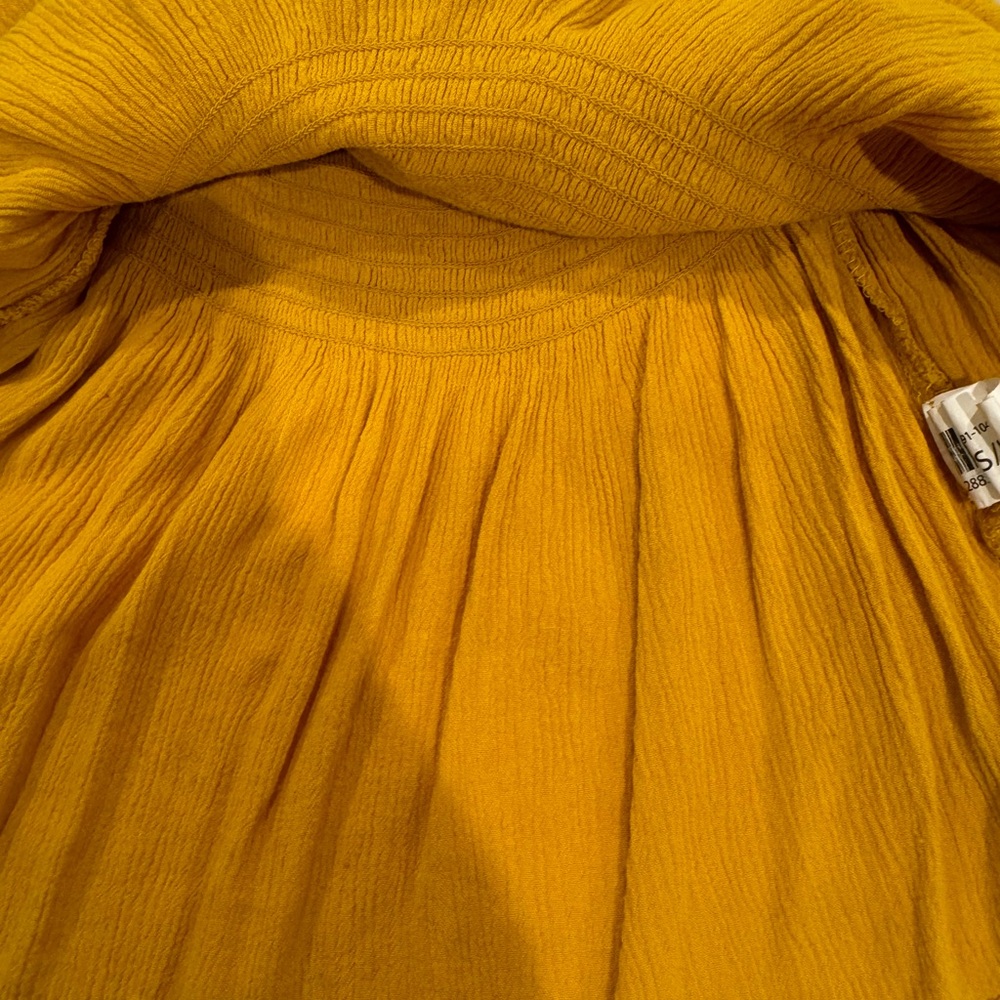 2/$20 Streetwear Society Mustard Ruffled smocked off the shoulder top - Picture 8 of 8